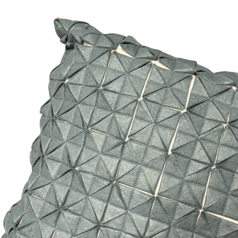 NEW Nourison Mina Slate Blue Wool Felt Textured Throw Pillow‎ 12x12